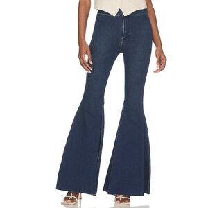 Free People Float On Jean in Rich Blue Bohemian Dark Wash Denim Blue Jeans